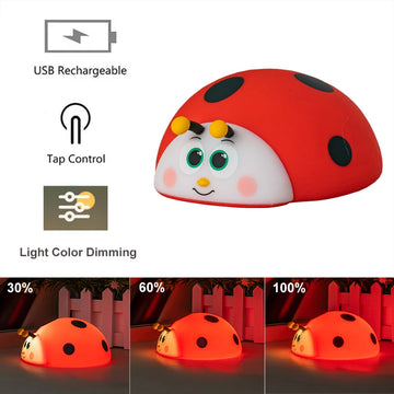 veilleuse led rgb coccinelle rouge enfantin batterie rechargeable tactilesleeping lights ambient reading