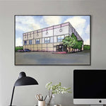 impression toile aquarelle building moderne décoration intérieure salon chambre minimaliste