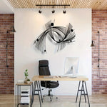 décoration murale abstraite métal noir blanc lignes courbes formes géométriques moderne minimalisteintérieurextérieur