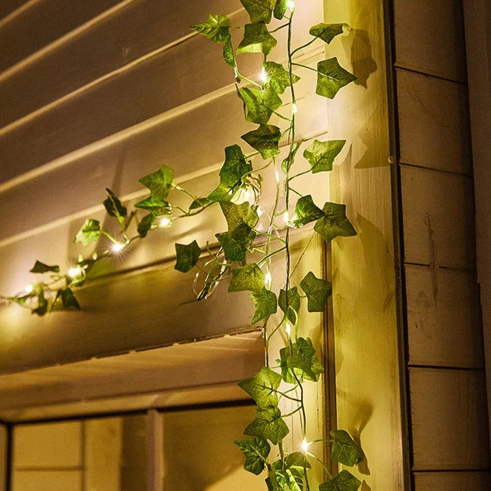 guirlande lumineuse solaire feuilles vertes led ip65 autonome 5m décoration extérieure noël festive