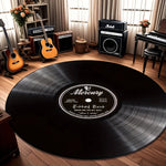 tapis rond noir disque vinyle moderne mousse mémoire forme imperméable résistant extérieur salon chambre