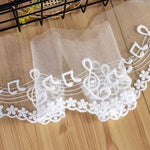ruban dentelle blanc notes musicales fleurs bordure ajourée classique romantique polyester coton 14cm 5mètres