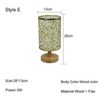 lampe table moderne abat jour lin bois naturel élégante chambre veilleuse éclairage led nordique