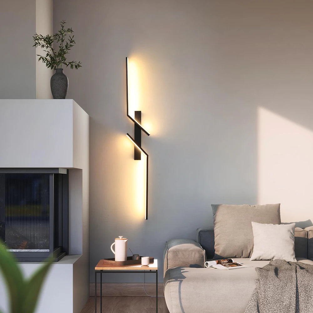 lampe murale led moderne 100cm noir interrupteur éclairage ambiance chambre salon