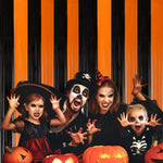 rideau guirlande orange noir rayures halloween décoration murale anniversaire mariage