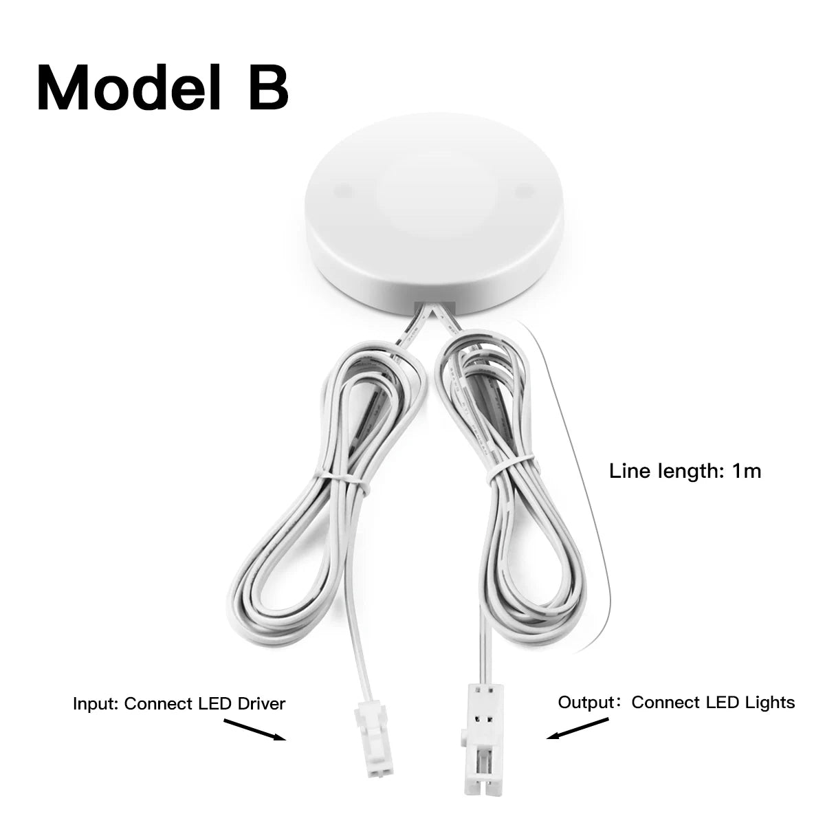 interrupteur tactile blanc noir rond lisse moderne adhésif câble connecteur 52mm 7mm touch dimmable