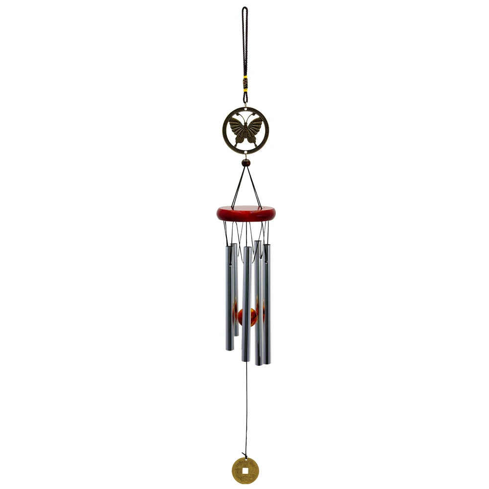 cloches vent clochette artisanale bronze papillons poissons suspendus décor intérieurextérieur ornement métallique plateau bois