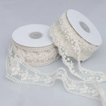rubans dentelle fleurs vert clair rose pâle blanc vintage romantique polyester artisanat cheveux