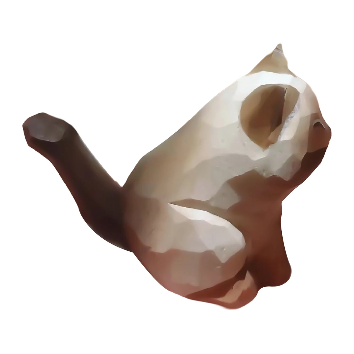 statue moderne chat marron clair bois sculpté décoration intérieure minimaliste aspect géométrique