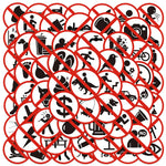 autocollants symboles interdits noir blanc rouge simples graphiques 63 pièces papier synthétique opaques éclaircir
