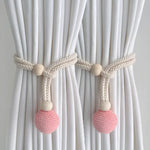 corde rideaux tressée beige rose noir moderne boules bois fixations rustique