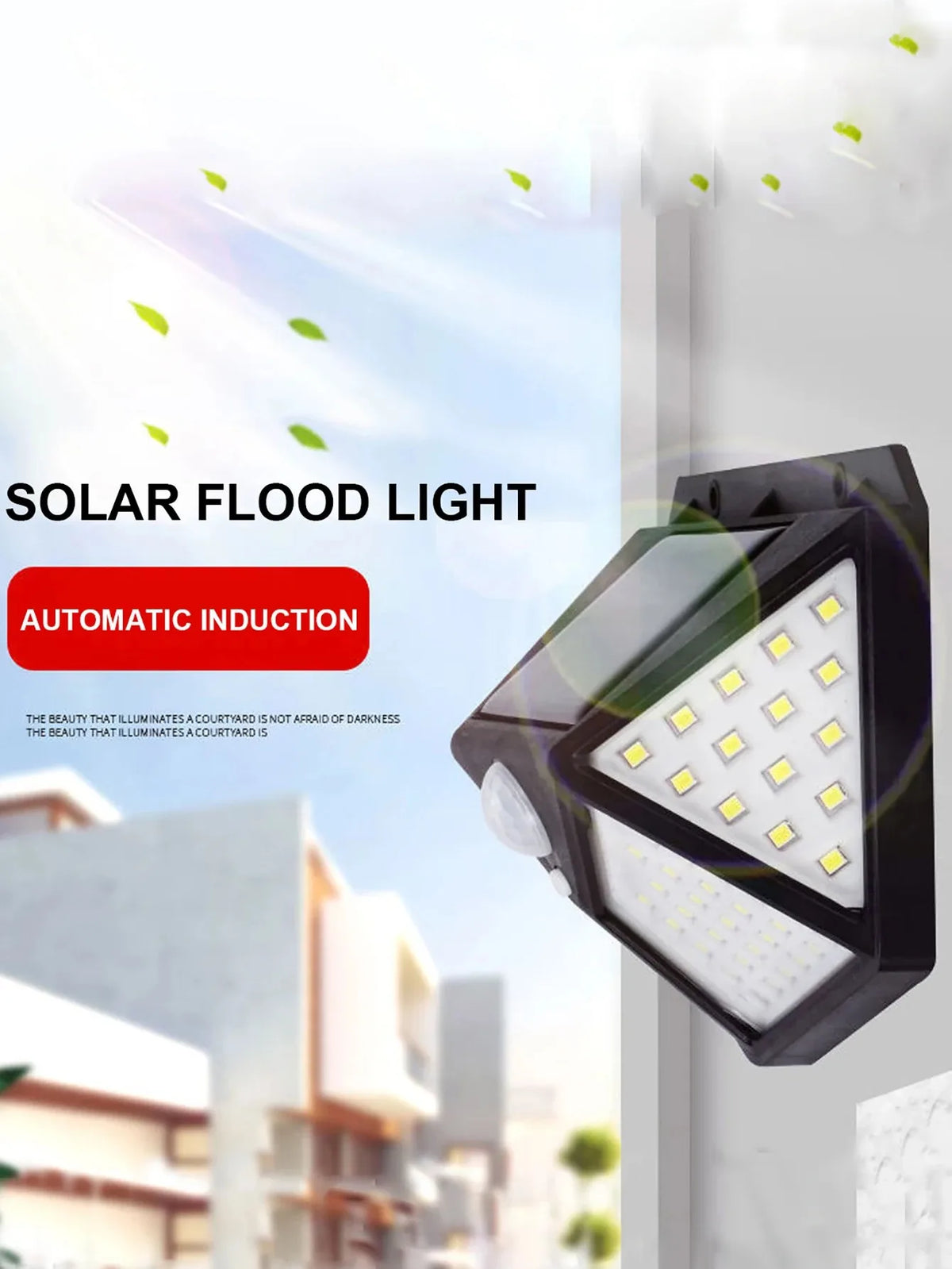 lumière led solaire détecteur mouvement extérieure jardin ip65 moderne minimaliste fixations trous