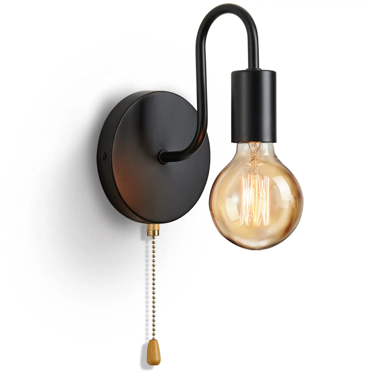 lampe murale filaire éclairage rétro minimaliste ampoule E27 métal noir apparent
