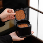 coasters marron tissu tressé moderne adhésif set rangement pièces minimaliste