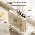 bloc couteaux blanc texture bois moderne support métallique couteaux organisation cuisine