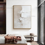 peinture l'huile abstraite contemporaine minimaliste beige blanc gris toile sans cadre