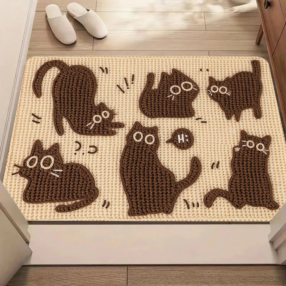 tapis moderne chat dessin animé polyester antibactérie antidérapant résistant décoloration 30x50cm 40x60cm 50x80cm salon