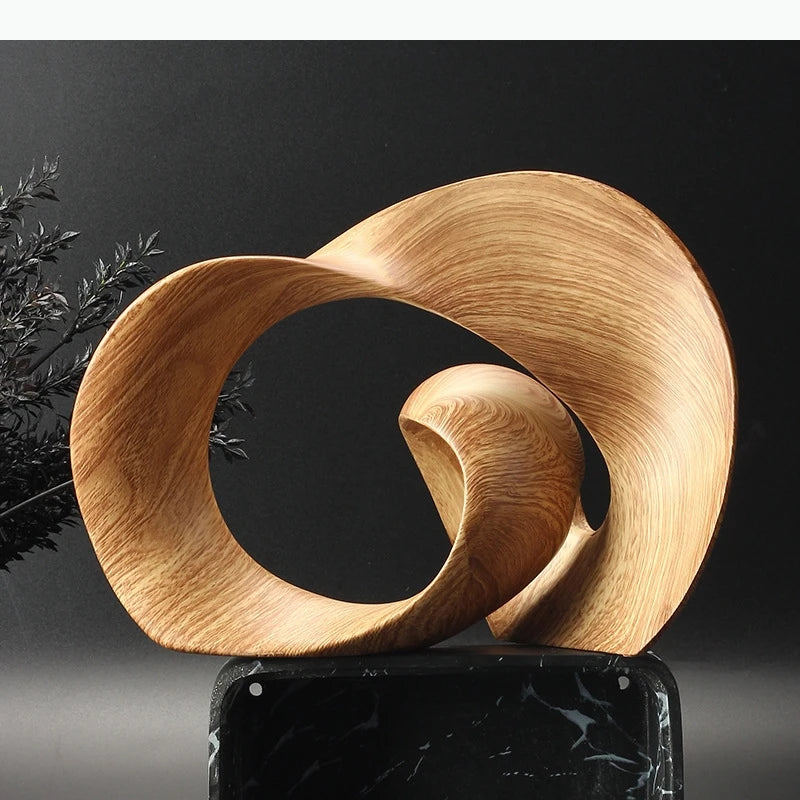 sculpture moderne résine imitation bois grain naturel décorative rubans annelée intérieurOpaque