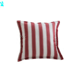 coussin carré rouge blanc rayures moderne tissage fin polyester coton tassels bord pressé occlusif