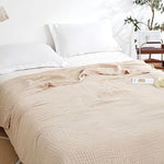 couverture coton pur plissée beige clair grande couverture lit douce maison