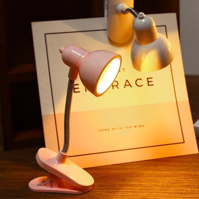 lampe pinces led rose blanc protection yeux étude lecture minimaliste