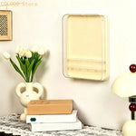 boîte figurines murale transparente moderne beige clair rangées crochets adhésif plastique abs