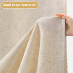 rideau douche texturé lin beige rustique opacité respectueux environnement toilettte tringle métalliques serviettes panier