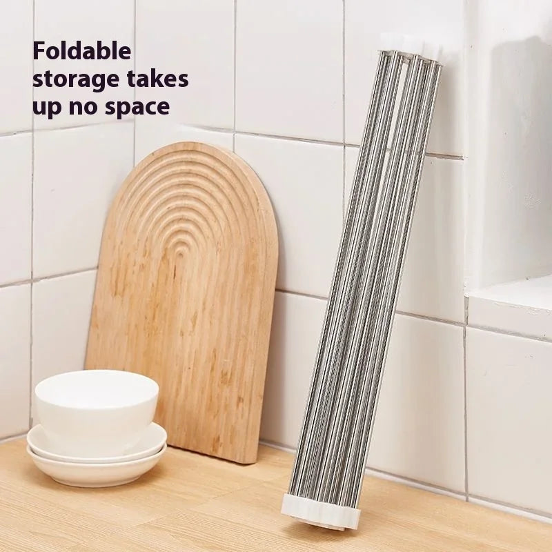 étendoir vaisselle pliable moderne acier inoxydable gris blanc clips fonctionnel cuisine