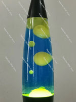 lampe lava bleu vert noir liquide formes flottantes transparent rétro psychédélique