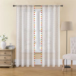 rideaux transparents colorés moderne pompons panneaux fenêtre chambre enfants