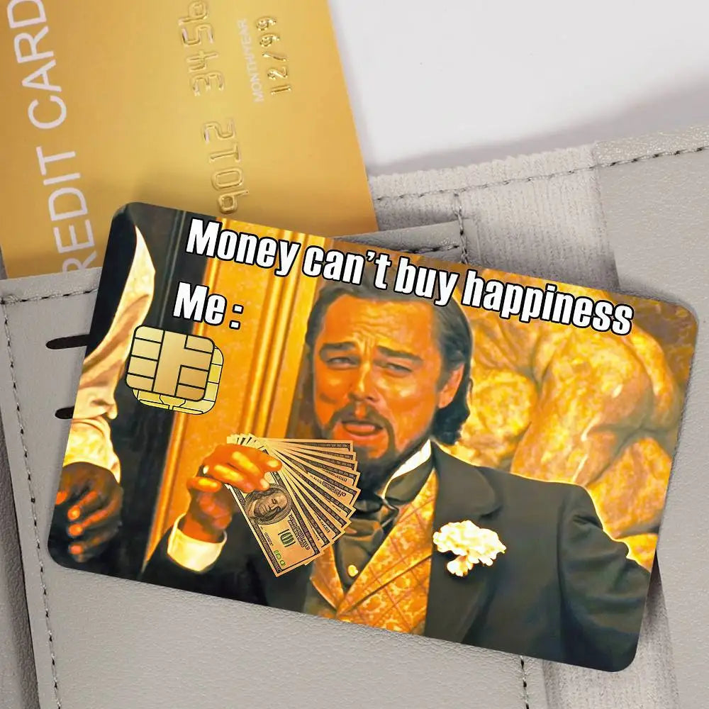 autocollants carte crédit homme billets fond ornemental waterproof classiques or noir blanc