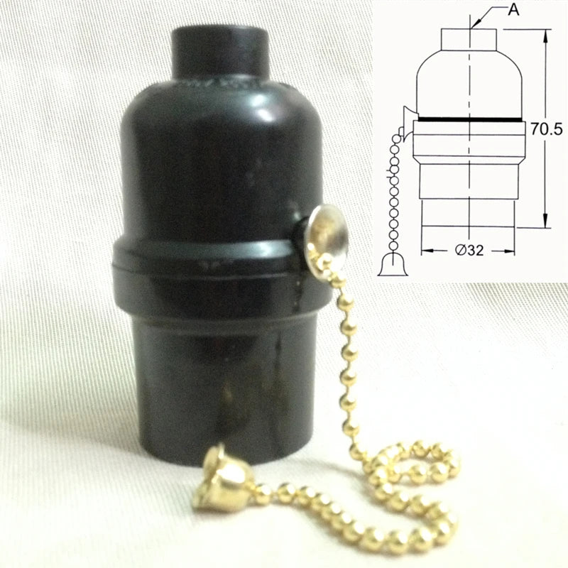 socle lampe moderne bakélite noir interrupteur chaîne cloche dorée ul certification đèn