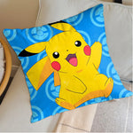 housse coussin carrée jaune motif pokemon pikachu décorative salon chambre lit enfant coton
