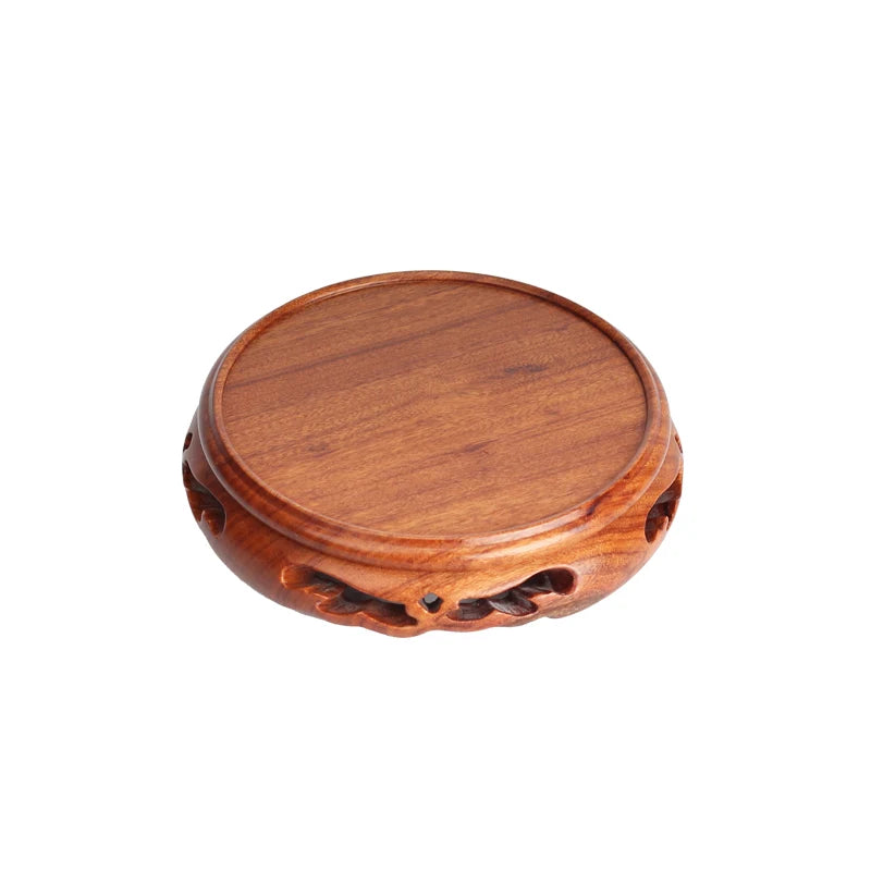 support bois marron sculpté artisanal traditionnel objets ronds décoration intérieure classique luxueuse