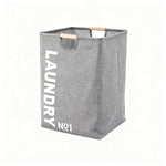 panier linge pliable tissu uni noir blanc gris moderne poignées bois grande capacité