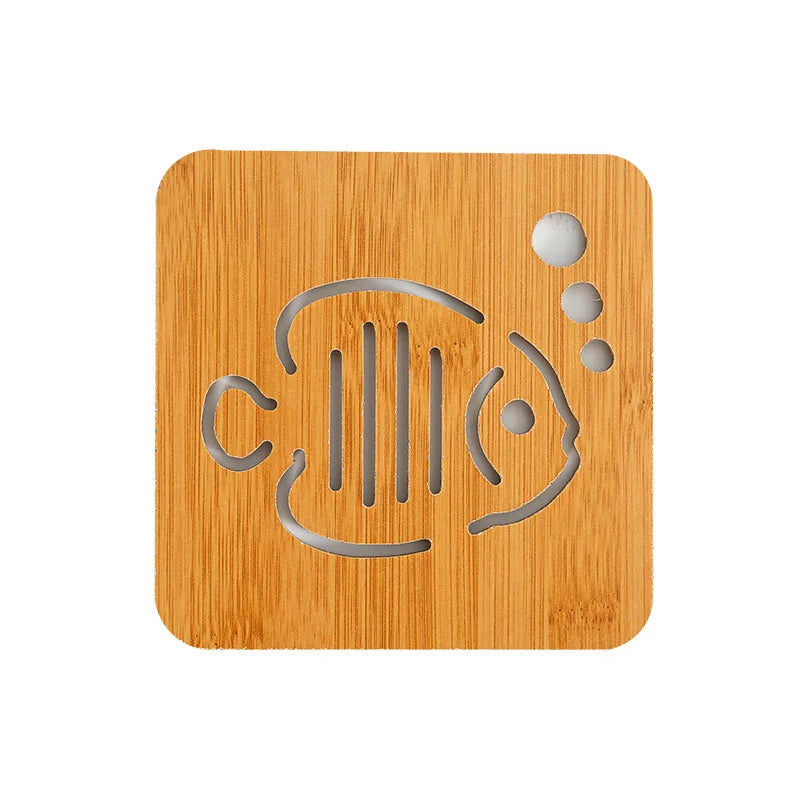 tapis table carré bois motif animaux anti dérapant moderne naturel décors cuisine