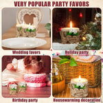 bougies poser blanc motif papier kraft fleurs blanches étiquette cœur rustique mariage remerciement 12