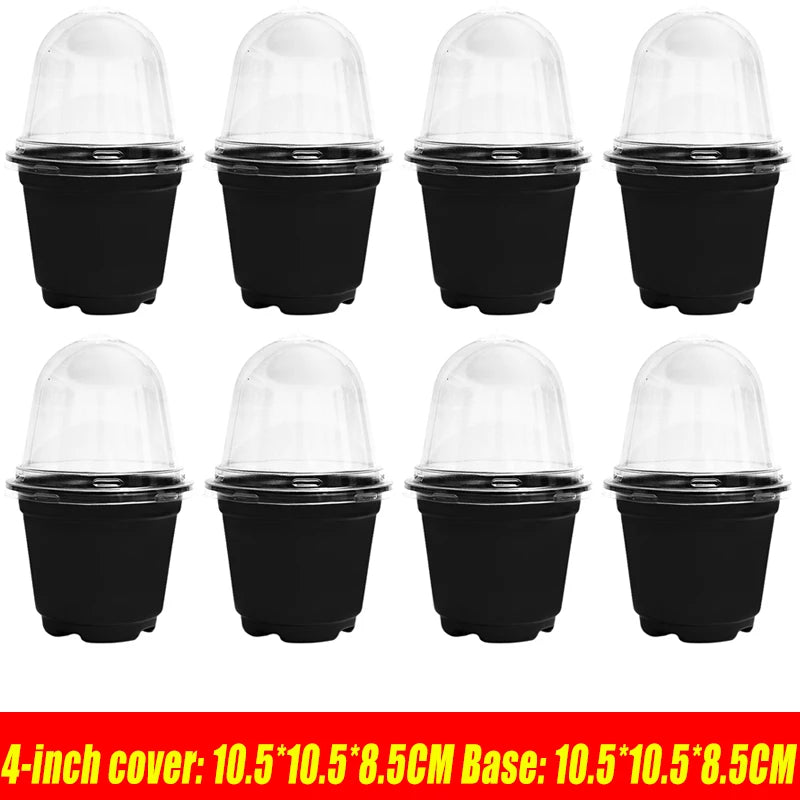 pots semis transparents modernes noir 3.5 inch 12pc jardinage fleurs plantation
