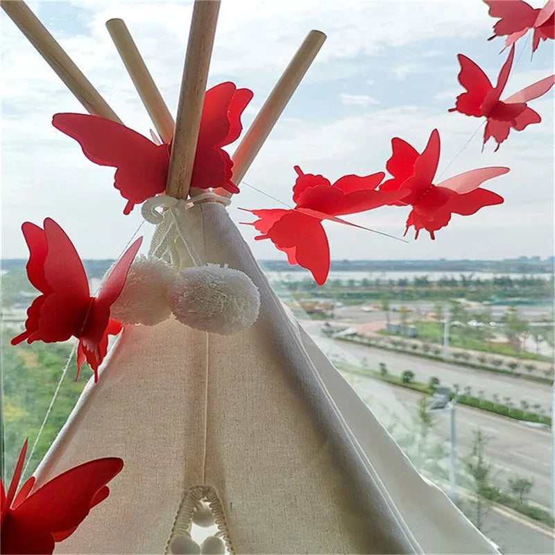 guirlande papillons 3d rouge jaune vert bleu violet rose orange anniversaire mariage fête