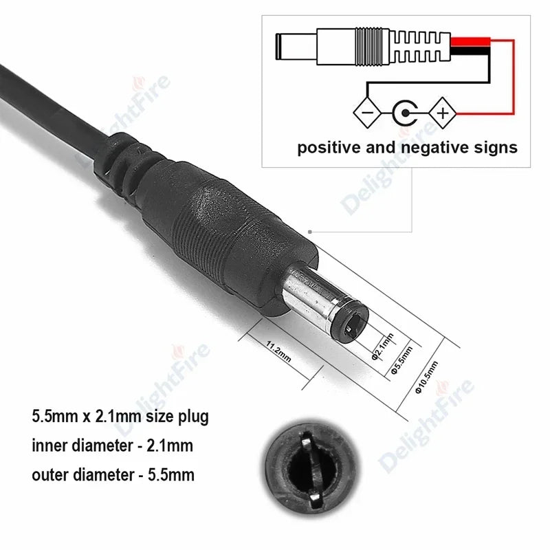 câble adaptateur blanc noir rondelles fixation moderne 22 20awg 5.5 2.1mm
