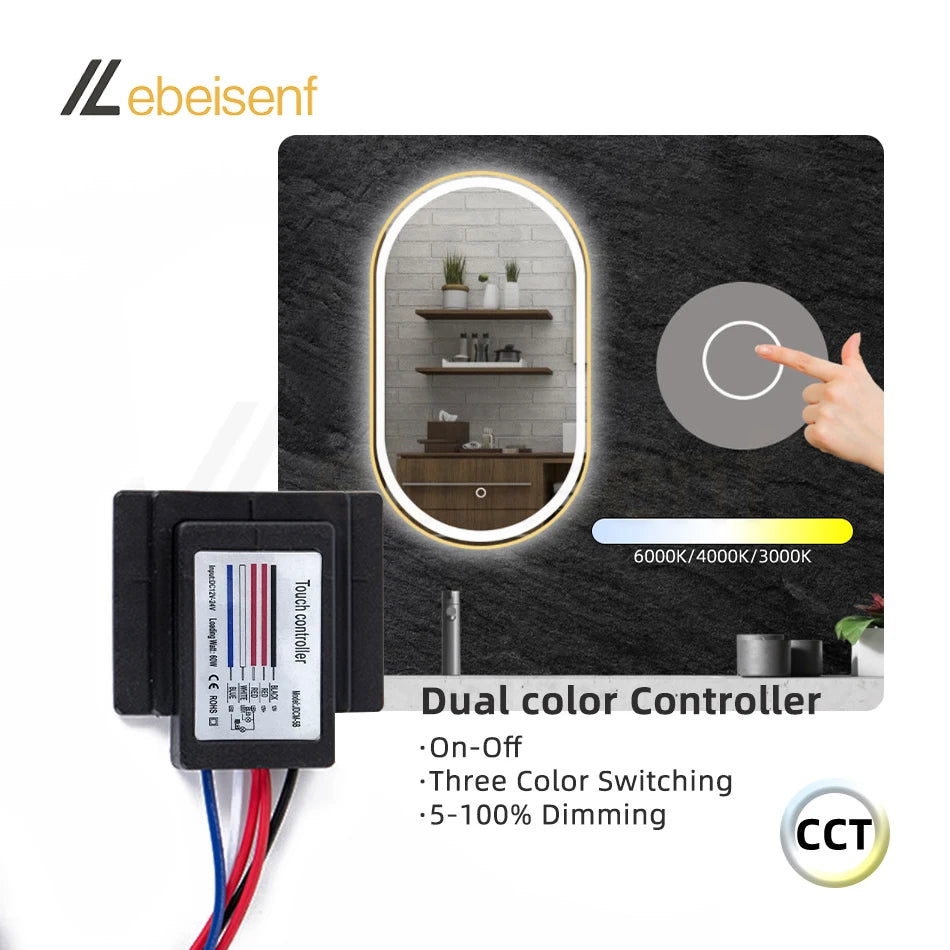 contrôleur tactile led noir petite taille on off dimmable moderne minimaliste cct dual color