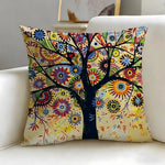 housse coussin multicolore arbre abstrait moderne polyester 45x45cm zip invisible facile laver canapé lit