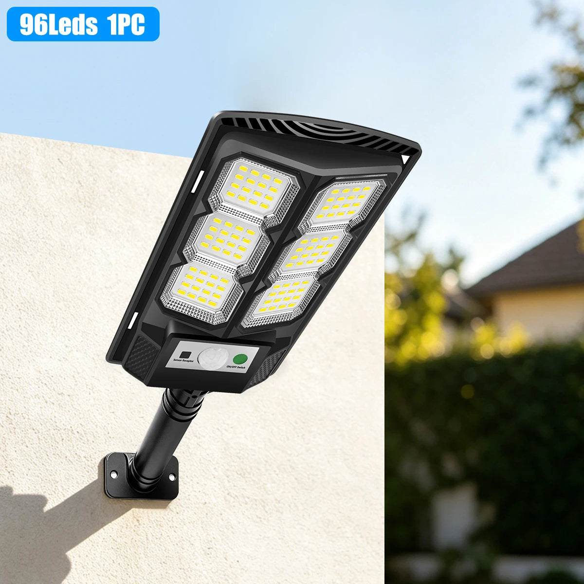 lampe solaire 192 led noir moderne détecteur mouvement ip65 autoadaptativeextérieur