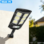 lampe solaire 192 led noir moderne détecteur mouvement ip65 autoadaptativeextérieur