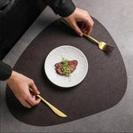 tapis table simili cuir moderne marron clair marron foncé résistant imperméable set pièces