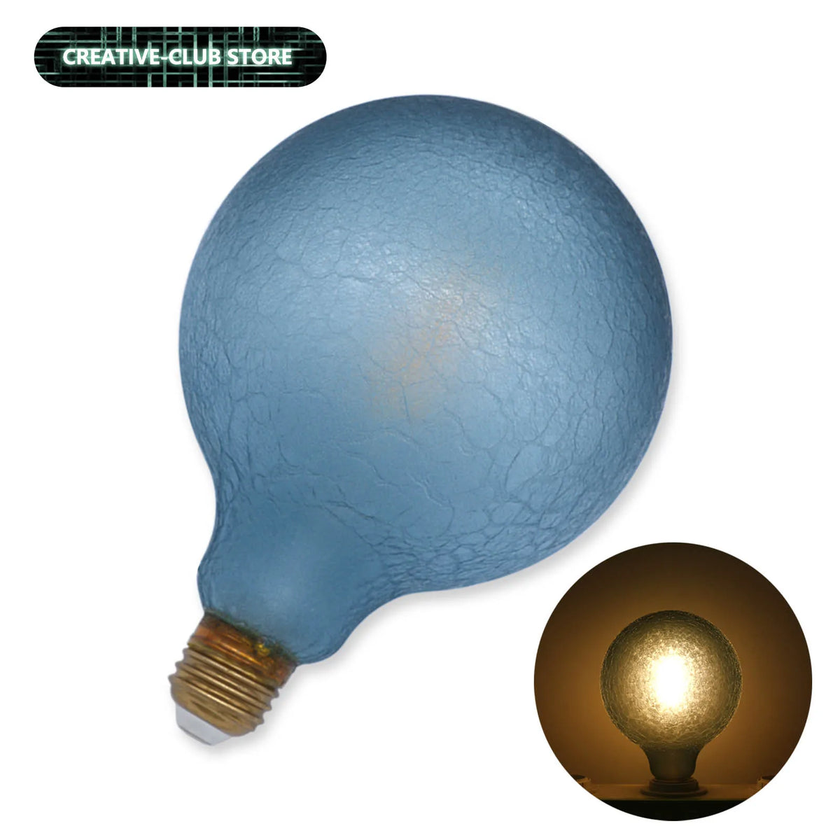 Décoration bleue moderne ampoule LED globe craquelée E27 220 240V 250 lumens