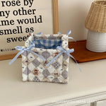 paniers rangement réutilisables coton blanc rose violet rouge carreaux lapins fruits vintage doux