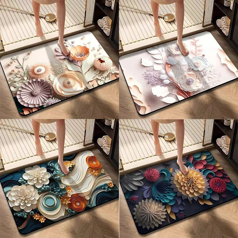 tapis multicolore fleurs relief moderne porte barre 40x60cm 50x80cm