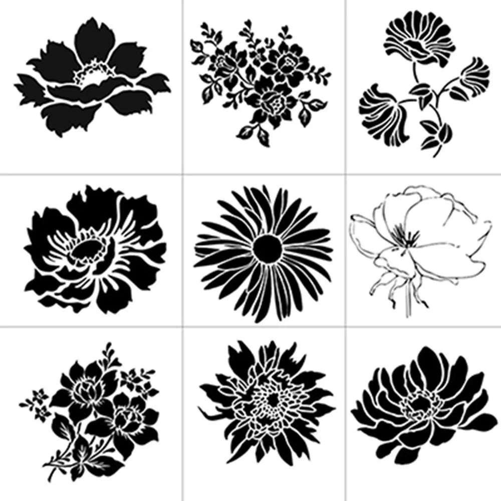 gabarits peinture fleurs stylisées moderne blanc pochoirs coloriage scrapbooking tracé.drawLine()
