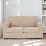 housse canapé gris clair motif floral moderne boutons élégants coussin inclusversible machine